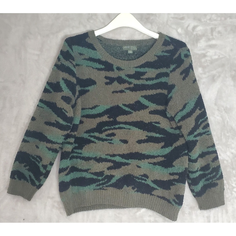 Barefoot Dreams Sweater Womens L Cozy Chic Seaside Crewneck Pullover Soft Camo
